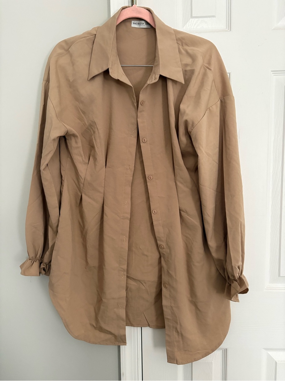 Patrizia Luca Oversized Tan Button-Front Shirt